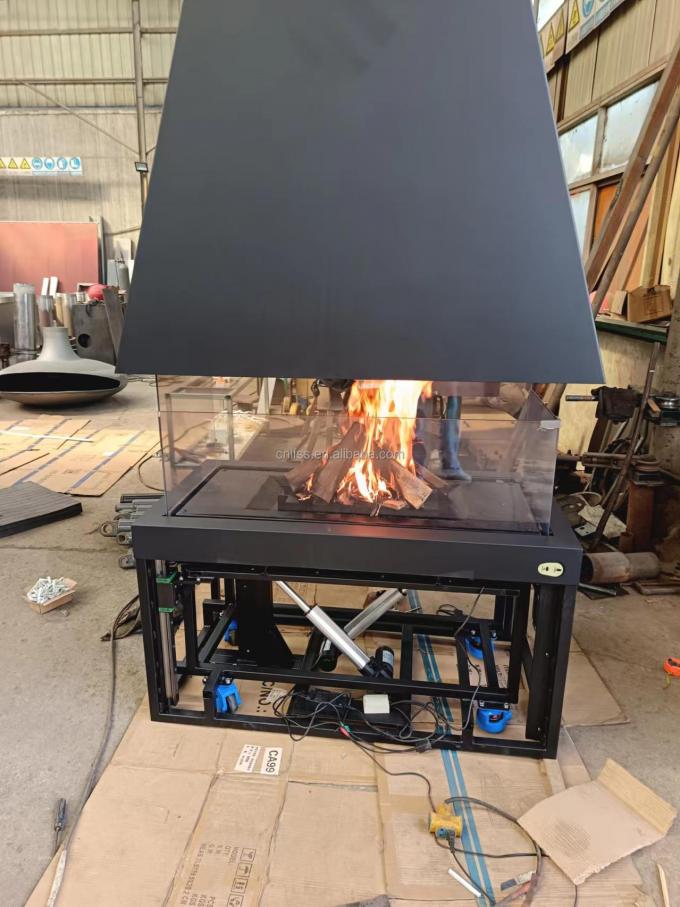 स्टाइल कार्बन स्टील टेबल रिमोट कंट्रोल ग्लास आर्ट फायरप्लेस फ्रीस्टैंडिंग एक्सक्लूसिव यूरोपीय प्रीमियम ब्लैक आधुनिक 4
