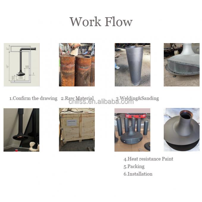 लकड़ी का निलंबित काले फायरप्लेस जलन छत फायरप्लेस इनडोर स्टील कस्टम 3