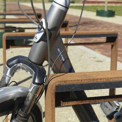 Metal Street Landscape Architecture Corten Steel Public Bicycle Racks